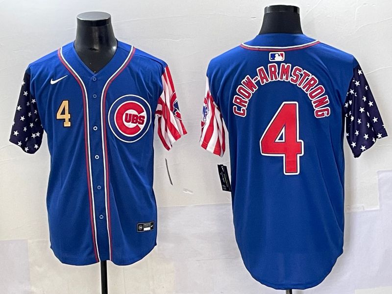 Men 2025 Chicago Cubs #4 Crow-Armstrong Blue a generation of national flags Joint Name Nike MLB Jersey style 3